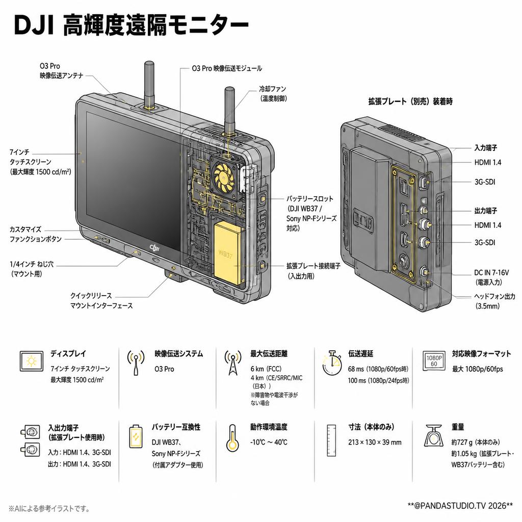 DJI 高輝度遠隔モニター スペック