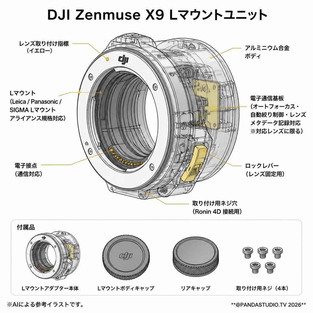 DJI Zenmuse X9 Lマウントユニット スペック