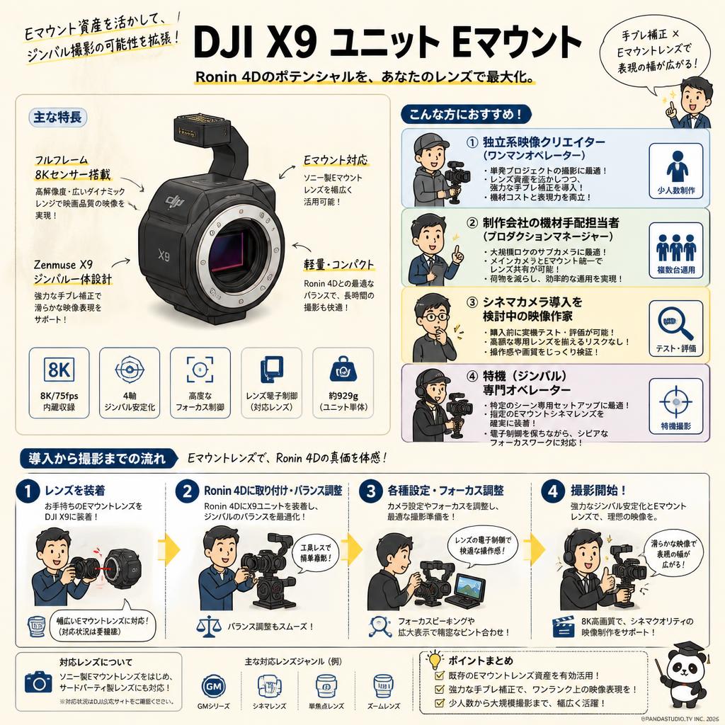 DJI X9 ユニット Eマウント おもな対象のお客様