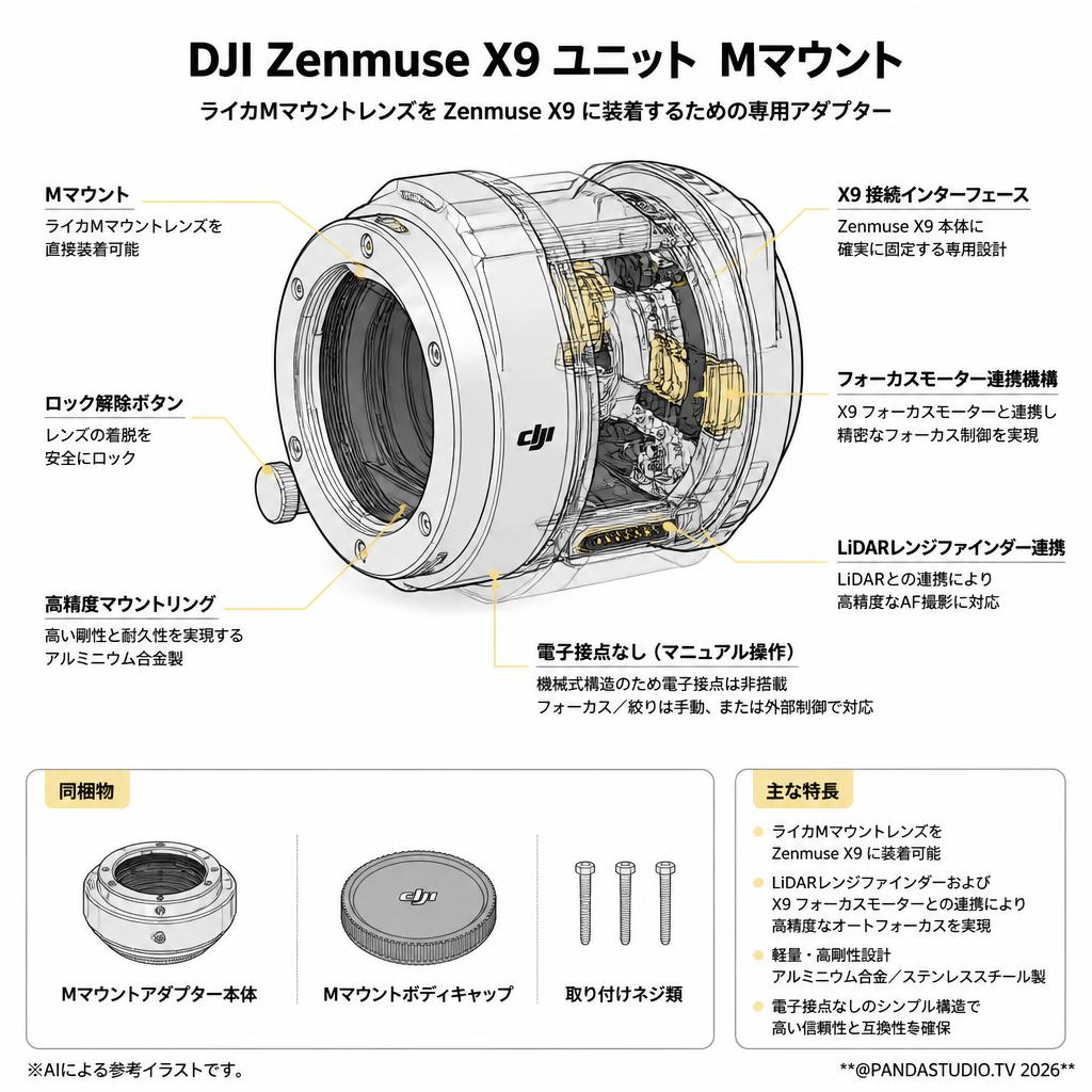 DJI Zenmuse X9 ユニット  Mマウント スペック