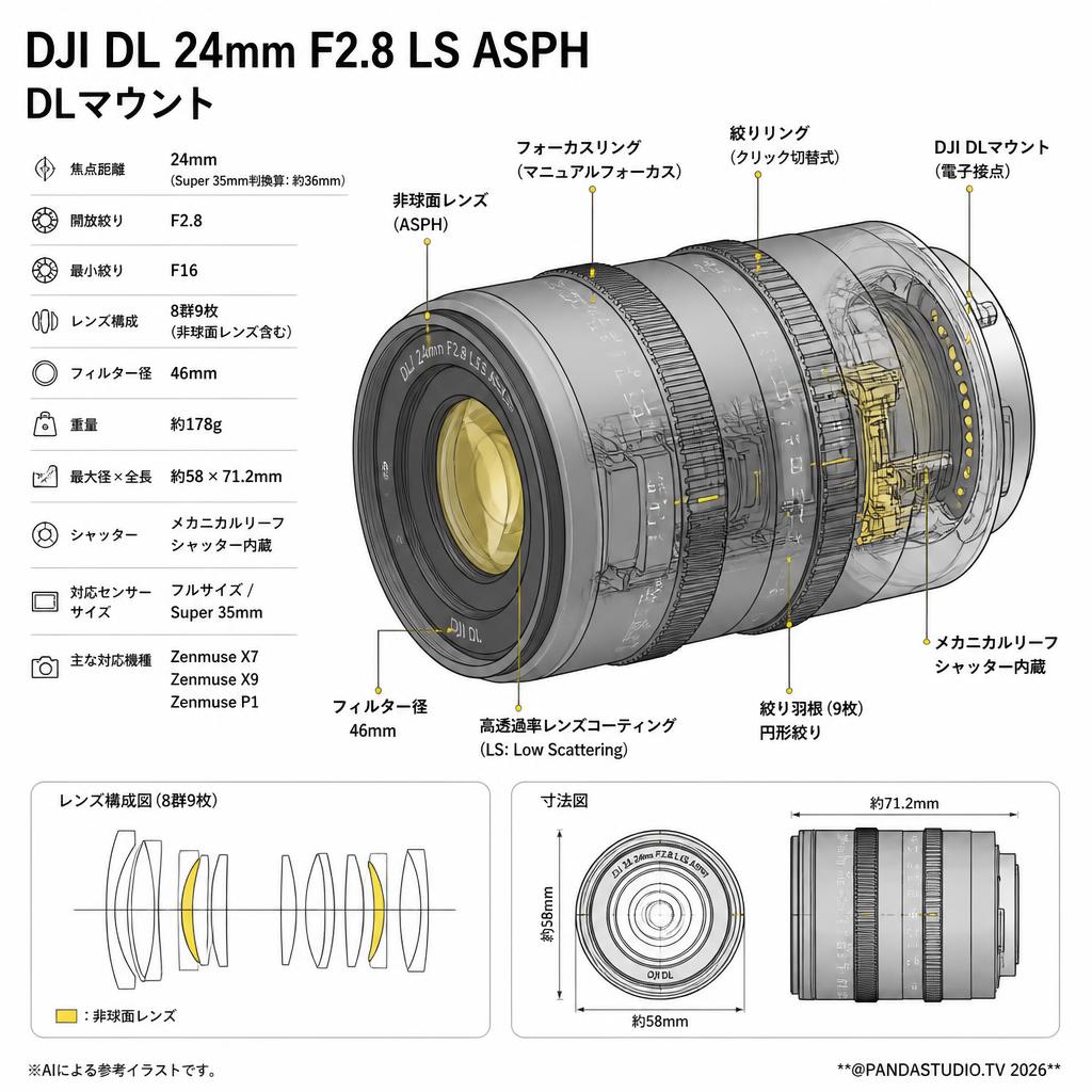 DJI DL 24mm F2.8 LS ASPH DLマウント スペック