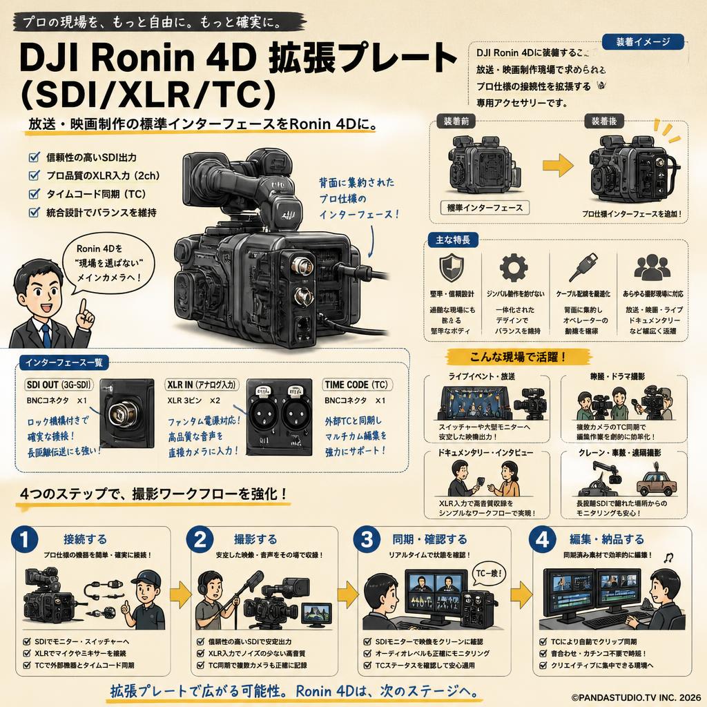 DJI Ronin 4D 拡張プレート (SDI/XLR/TC) 概要