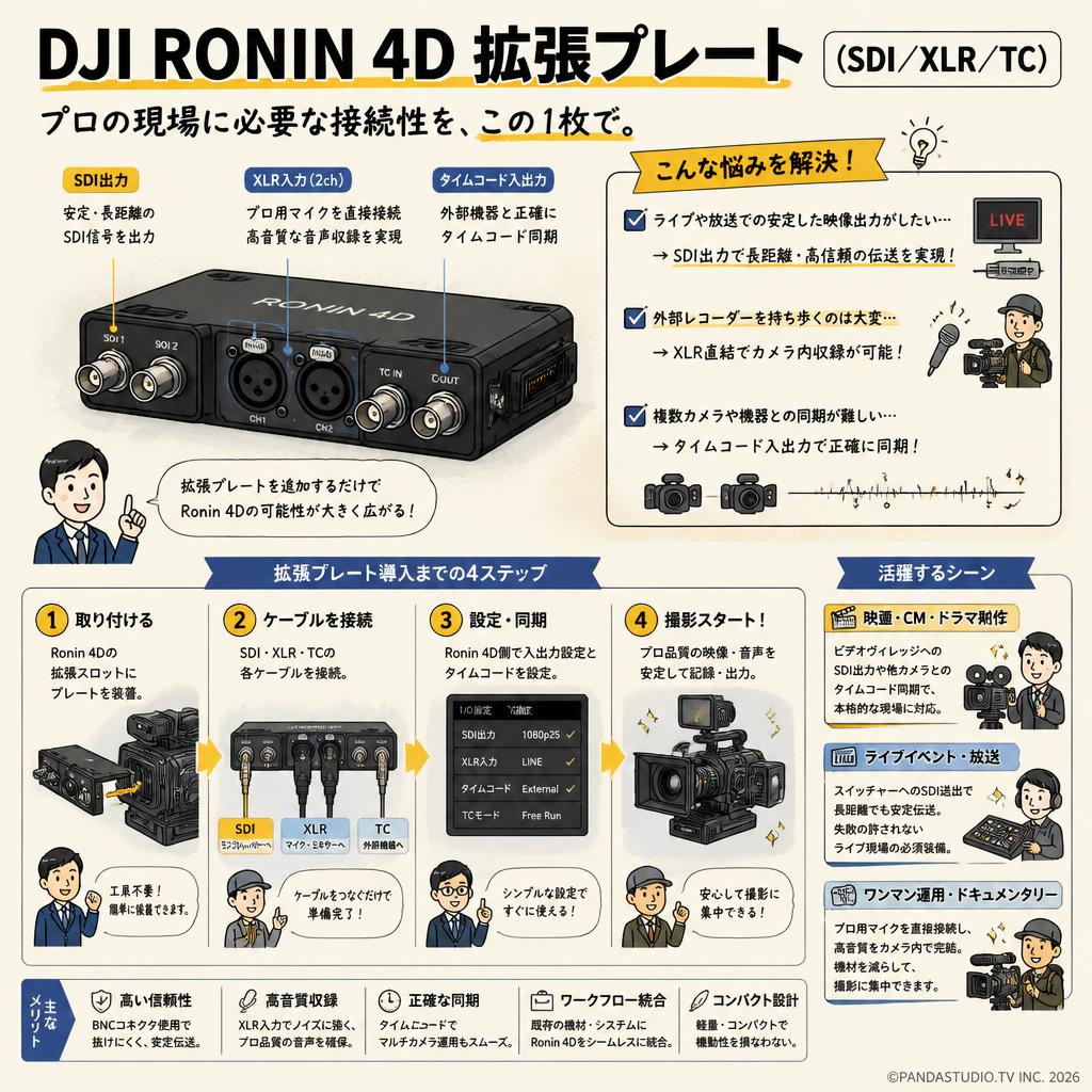 DJI Ronin 4D 拡張プレート (SDI/XLR/TC) おもな対象のお客様