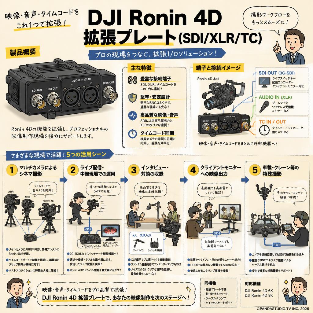 DJI Ronin 4D 拡張プレート (SDI/XLR/TC) 用途