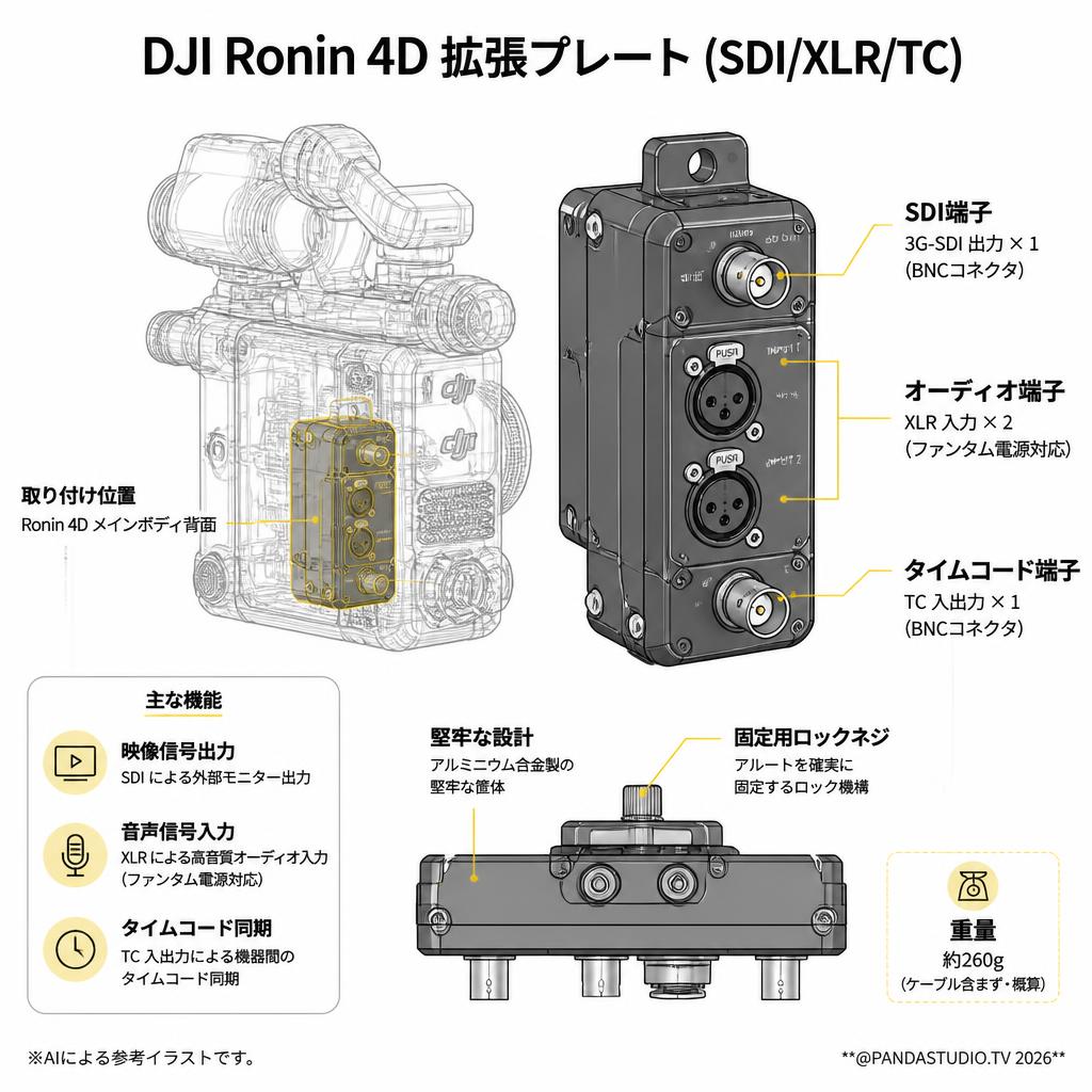 DJI Ronin 4D 拡張プレート (SDI/XLR/TC) スペック