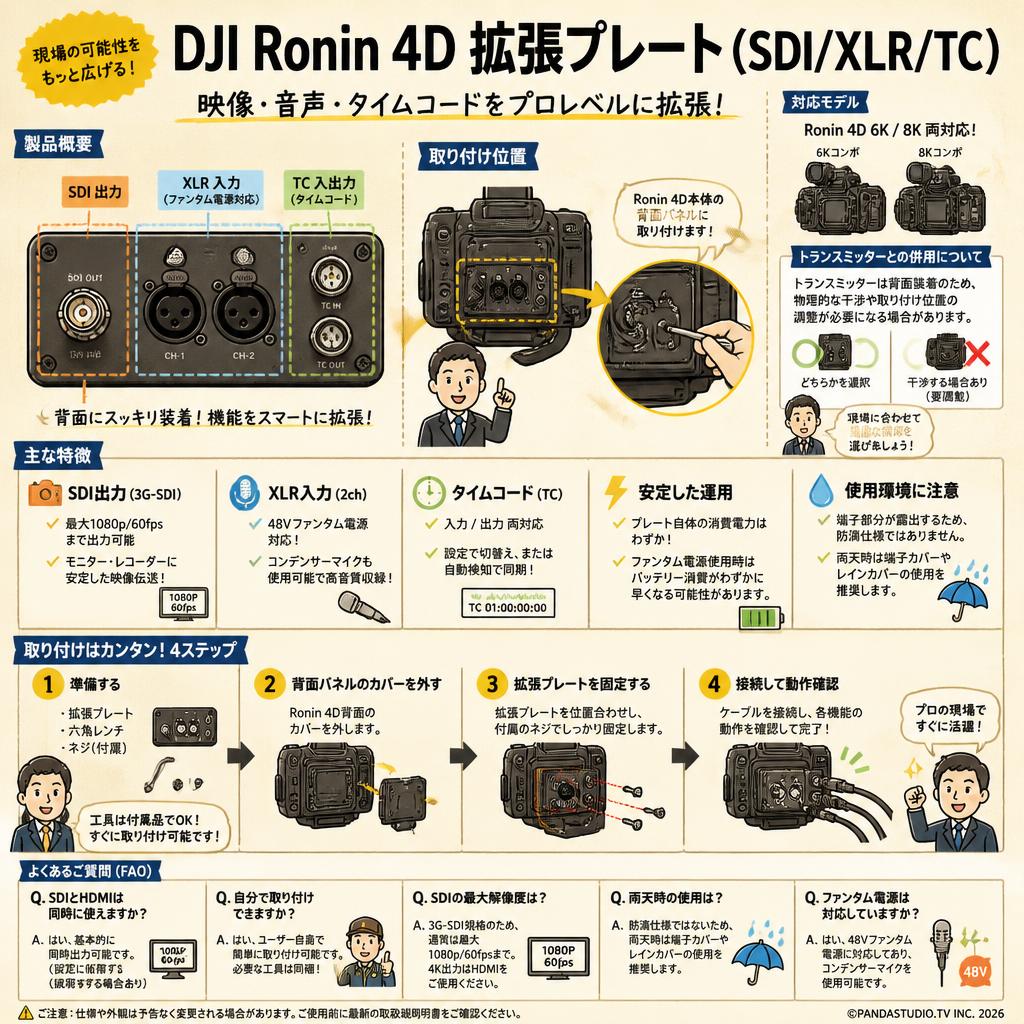 DJI Ronin 4D 拡張プレート (SDI/XLR/TC) FAQ（よくある質問と答え）