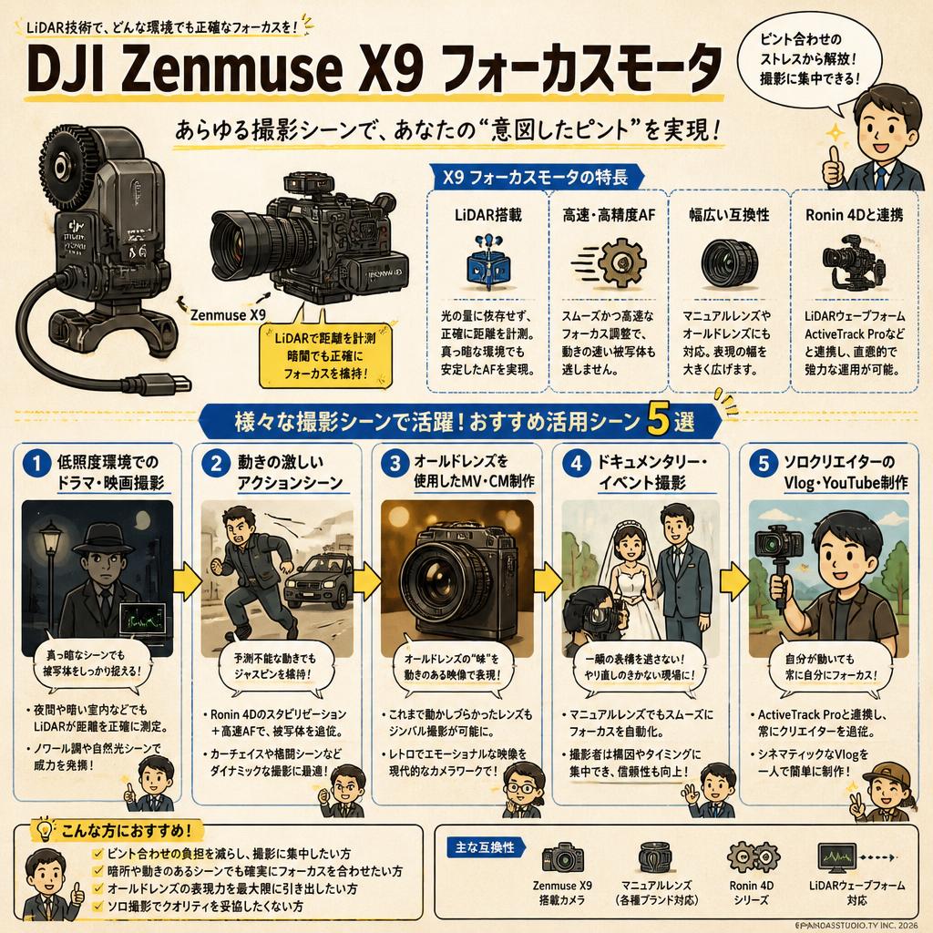 DJI Zenmuse X9 フォーカスモータ 用途