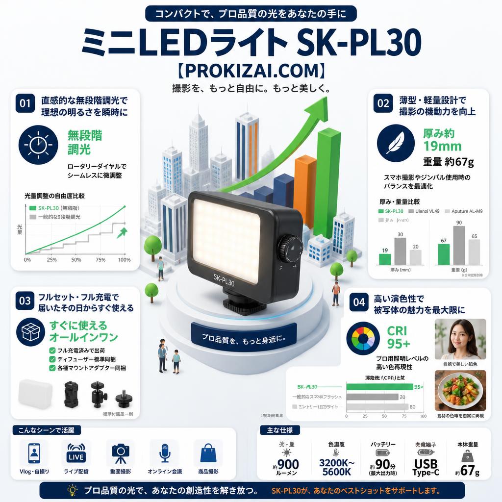 ミニLEDライト SK-PL30 【PROKIZAI.COM】 セールスポイント