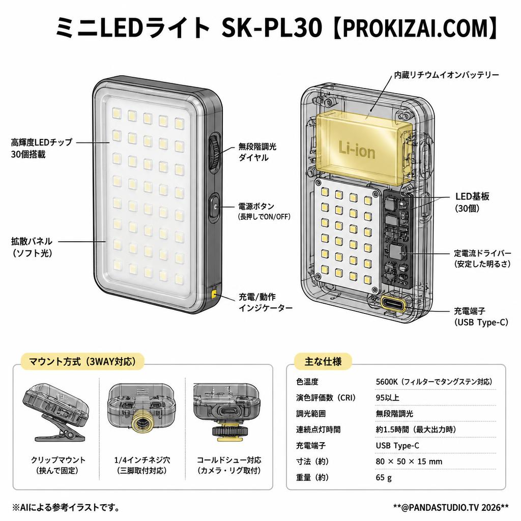 ミニLEDライト SK-PL30 【PROKIZAI.COM】 スペック