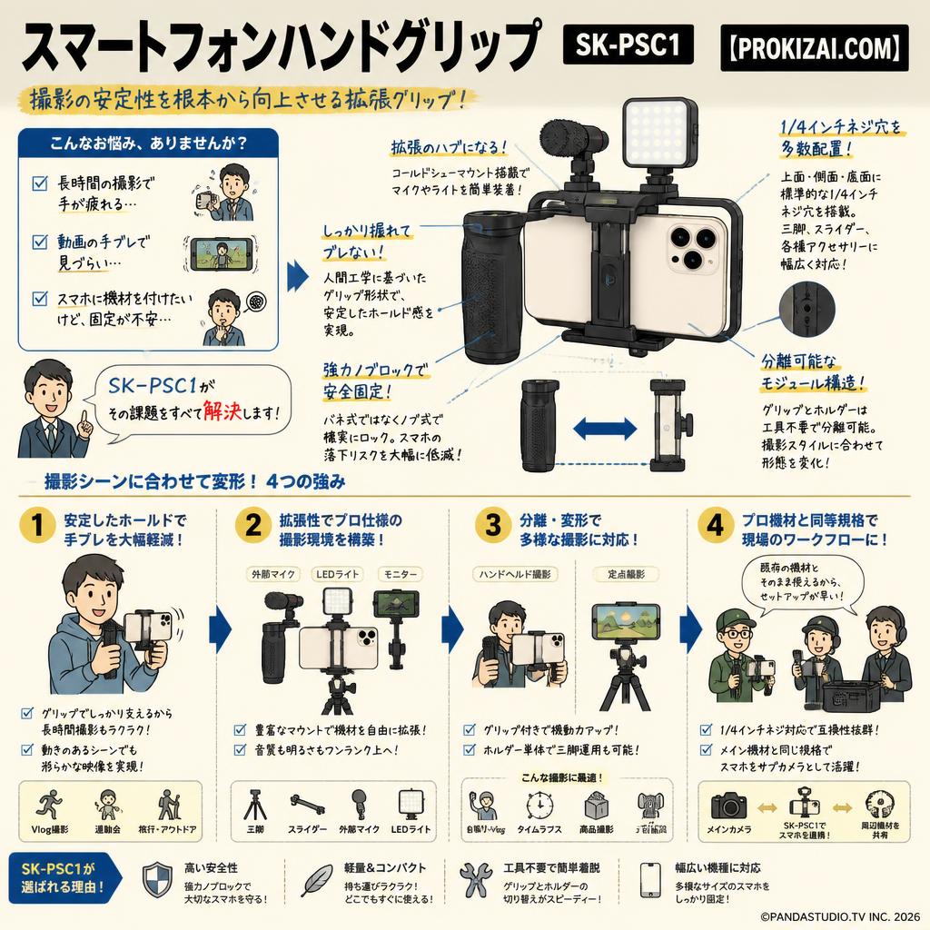 スマートフォンハンドグリップ　SK-PSC1　【PROKIZAI.COM】 概要