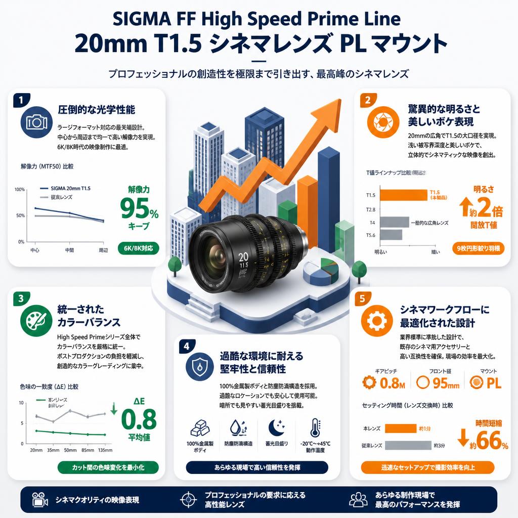 SIGMA FF High Speed Prime Line 20mm T1.5 シネマレンズ PL マウント セールスポイント