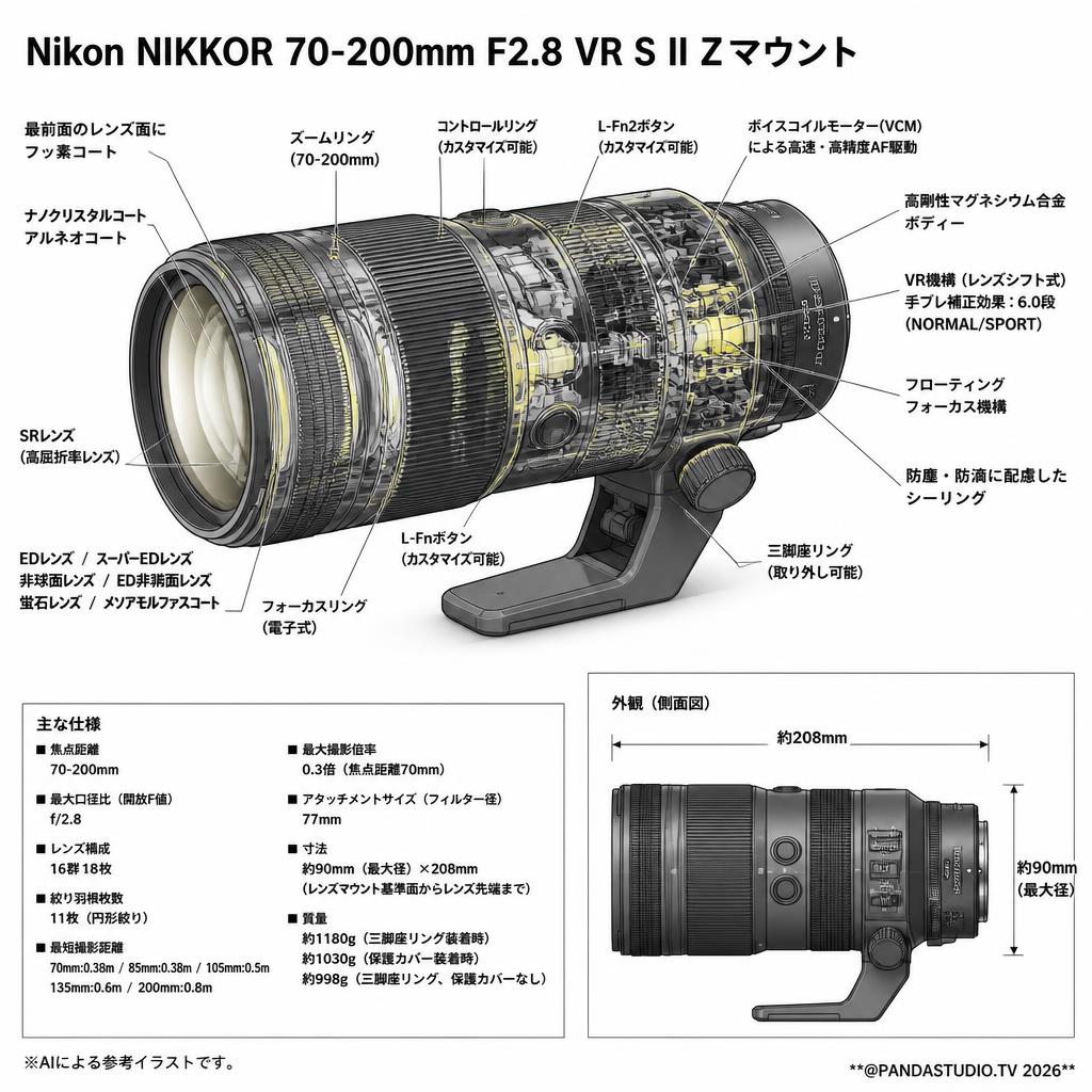 Nikon NIKKOR 70-200mm F2.8 VR S II Zマウント【新型】 スペック
