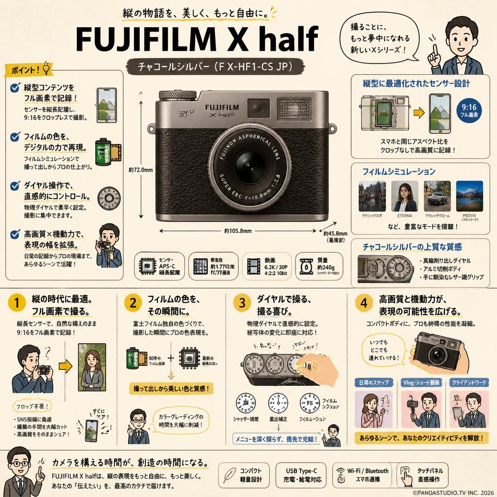 FUJIFILM X half チャコールシルバー ( F X-HF1-CS JP ) 概要