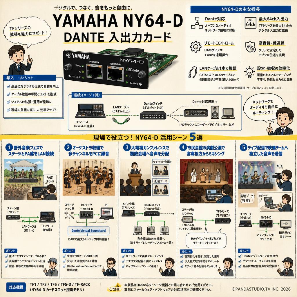 YAMAHA NY64-D DANTE 入出力カード 用途