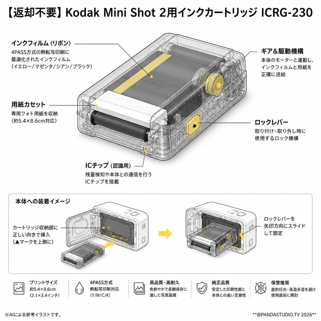【返却不要】Kodak MIni Shot 2用インクカートリッジ ICRG-230 スペック