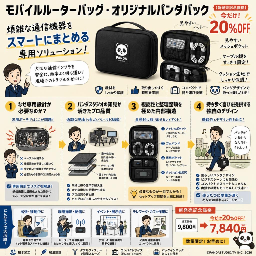 モバイルルーターバッグ・オリジナルパンダバック【新発売記念価格】 概要
