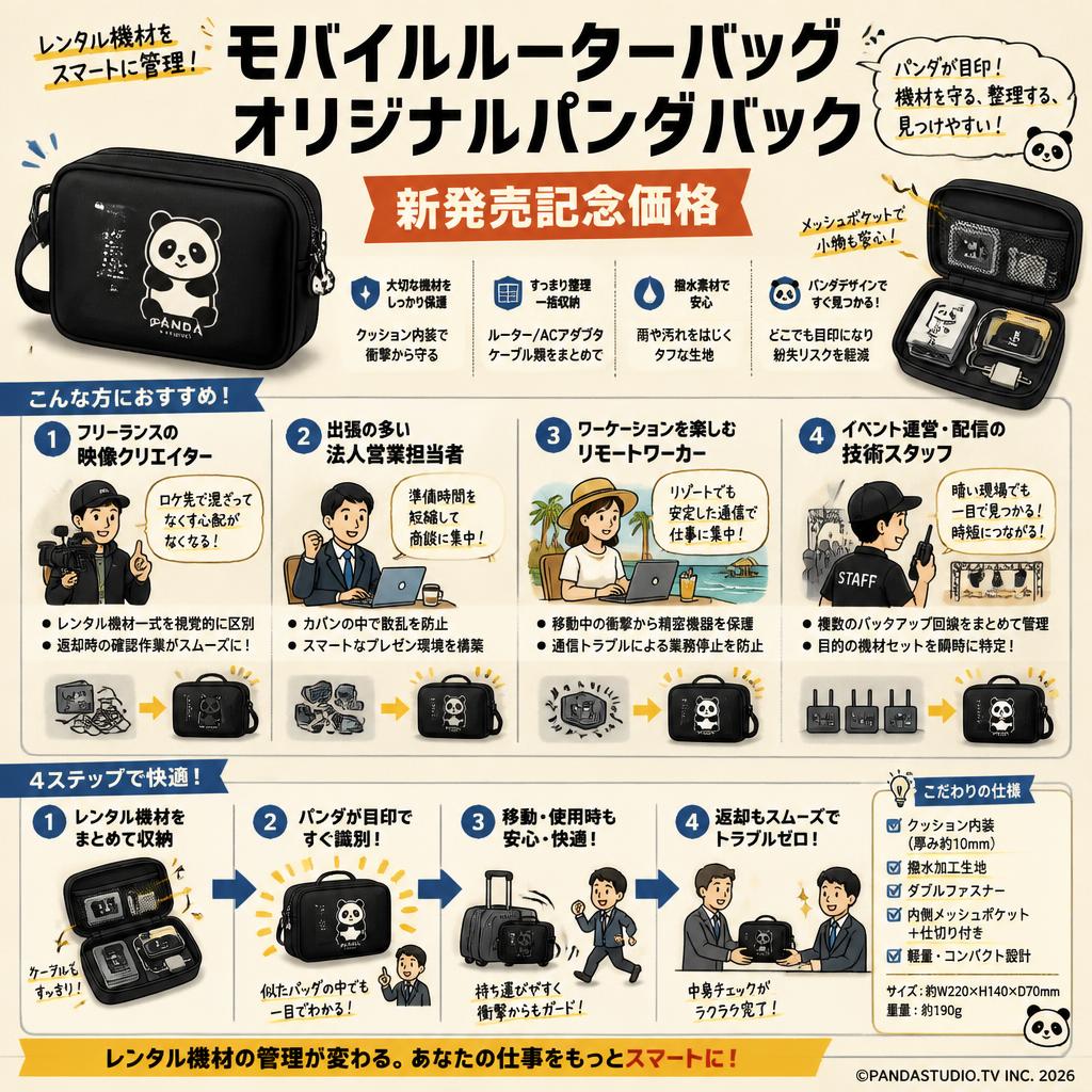モバイルルーターバッグ・オリジナルパンダバック【新発売記念価格】 おもな対象のお客様