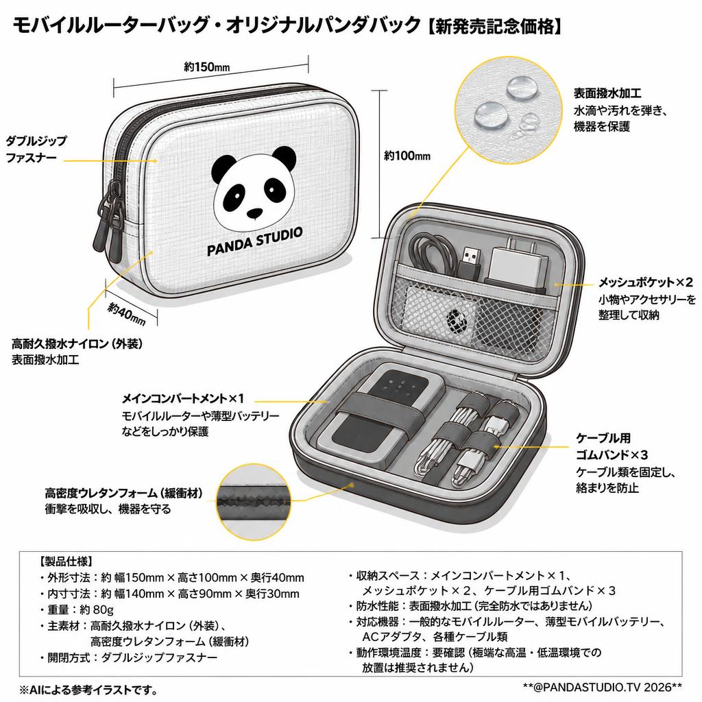 モバイルルーターバッグ・オリジナルパンダバック【新発売記念価格】 スペック