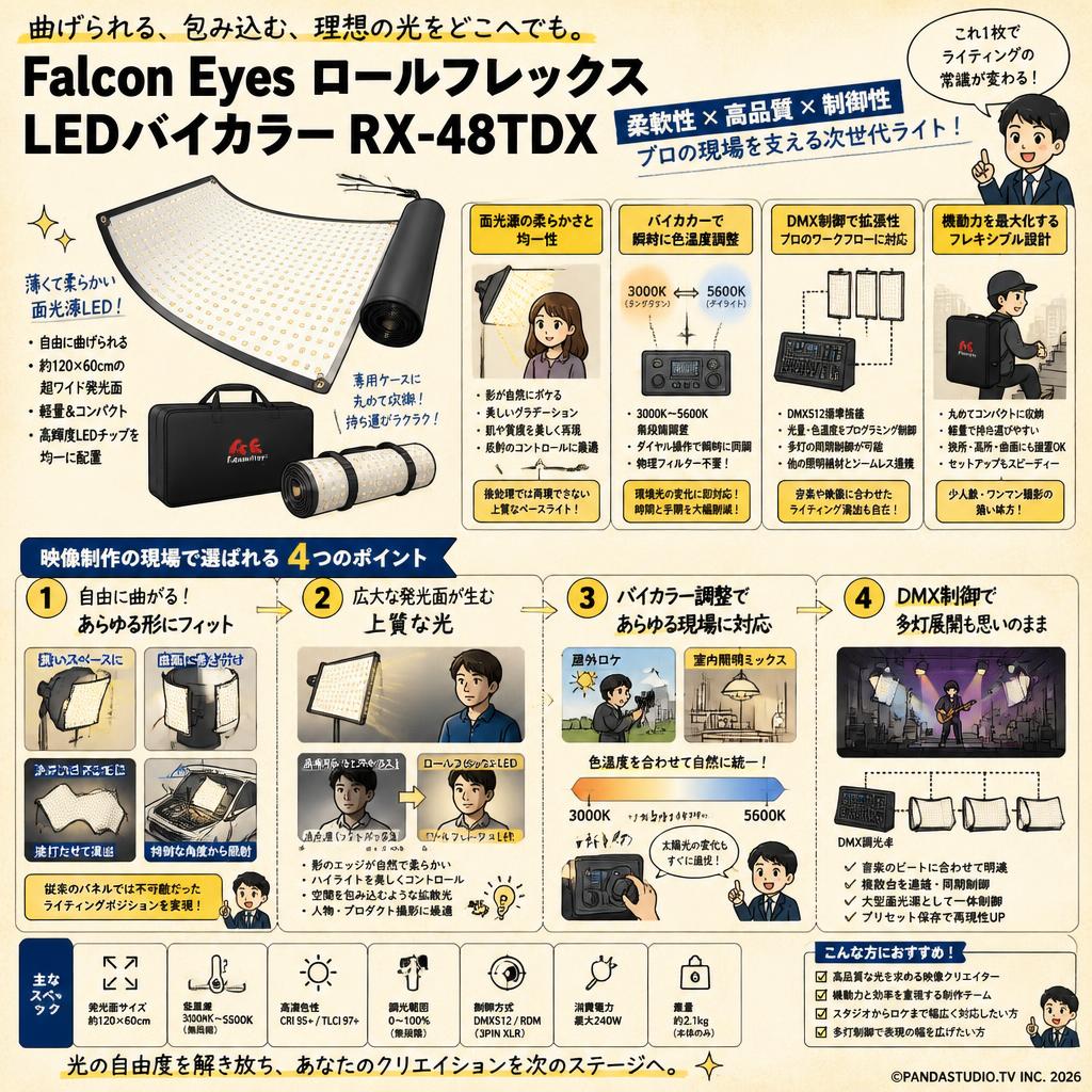 Falcon Eyes  ロールフレックスLEDバイカラーRX-48TDX【PROKIZAI.COM】 概要
