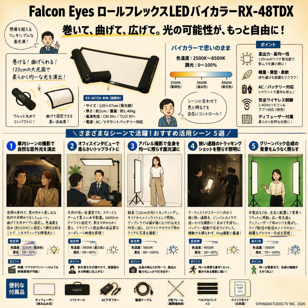 Falcon Eyes  ロールフレックスLEDバイカラーRX-48TDX【PROKIZAI.COM】 用途