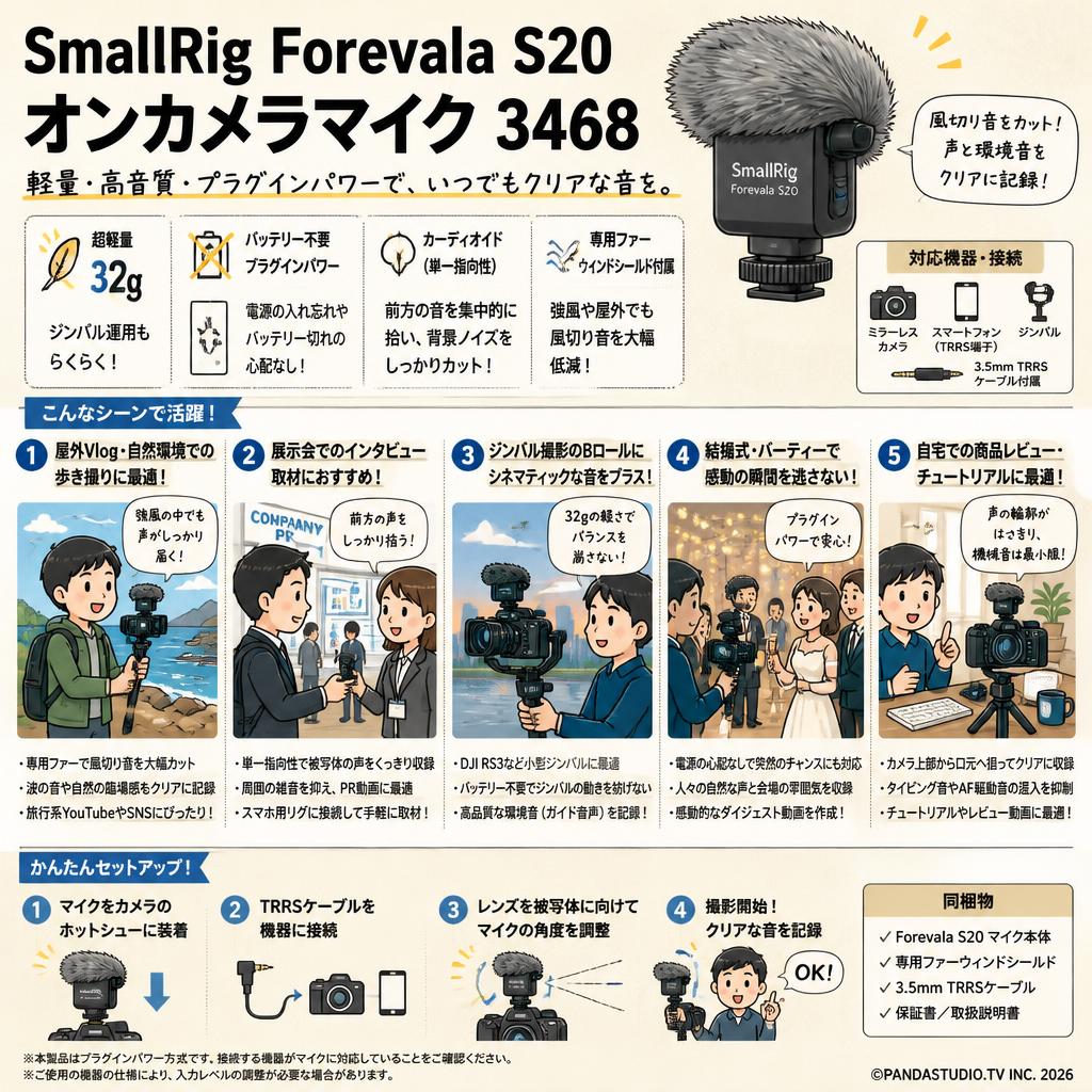 SmallRig Forevala S20 オンカメラマイク 3468 用途