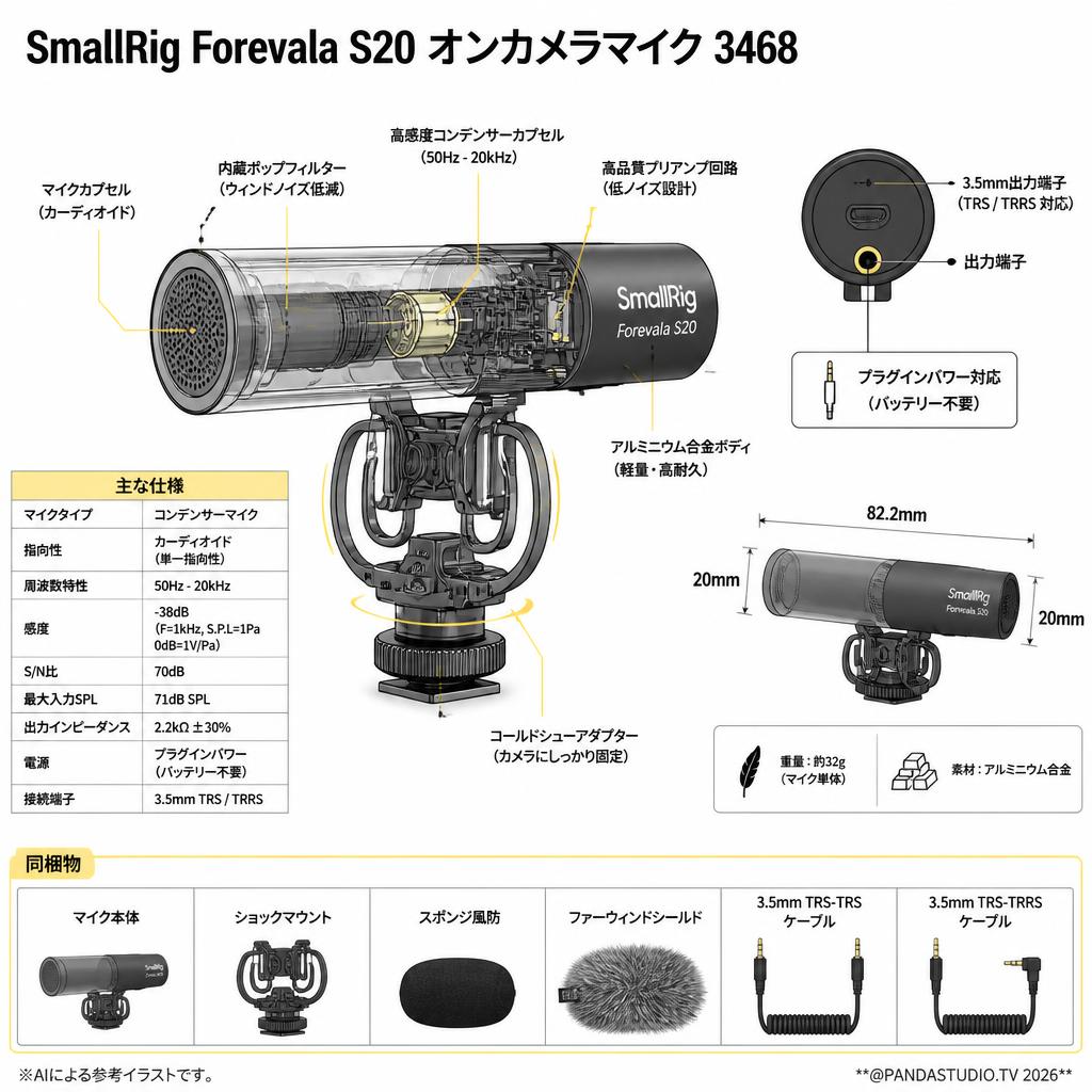 SmallRig Forevala S20 オンカメラマイク 3468 スペック