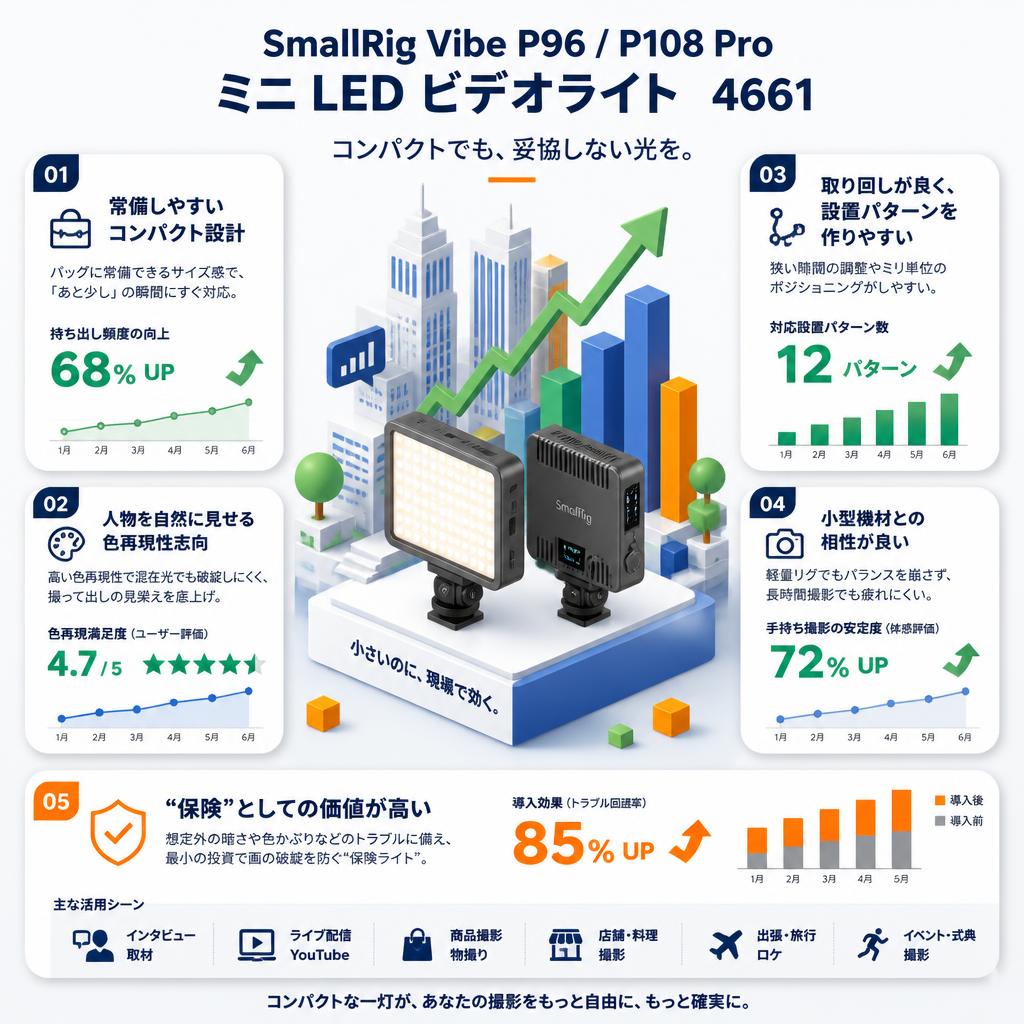 SmallRig Vibe P96 / P108 Pro ミニ LED ビデオライト　4661 セールスポイント