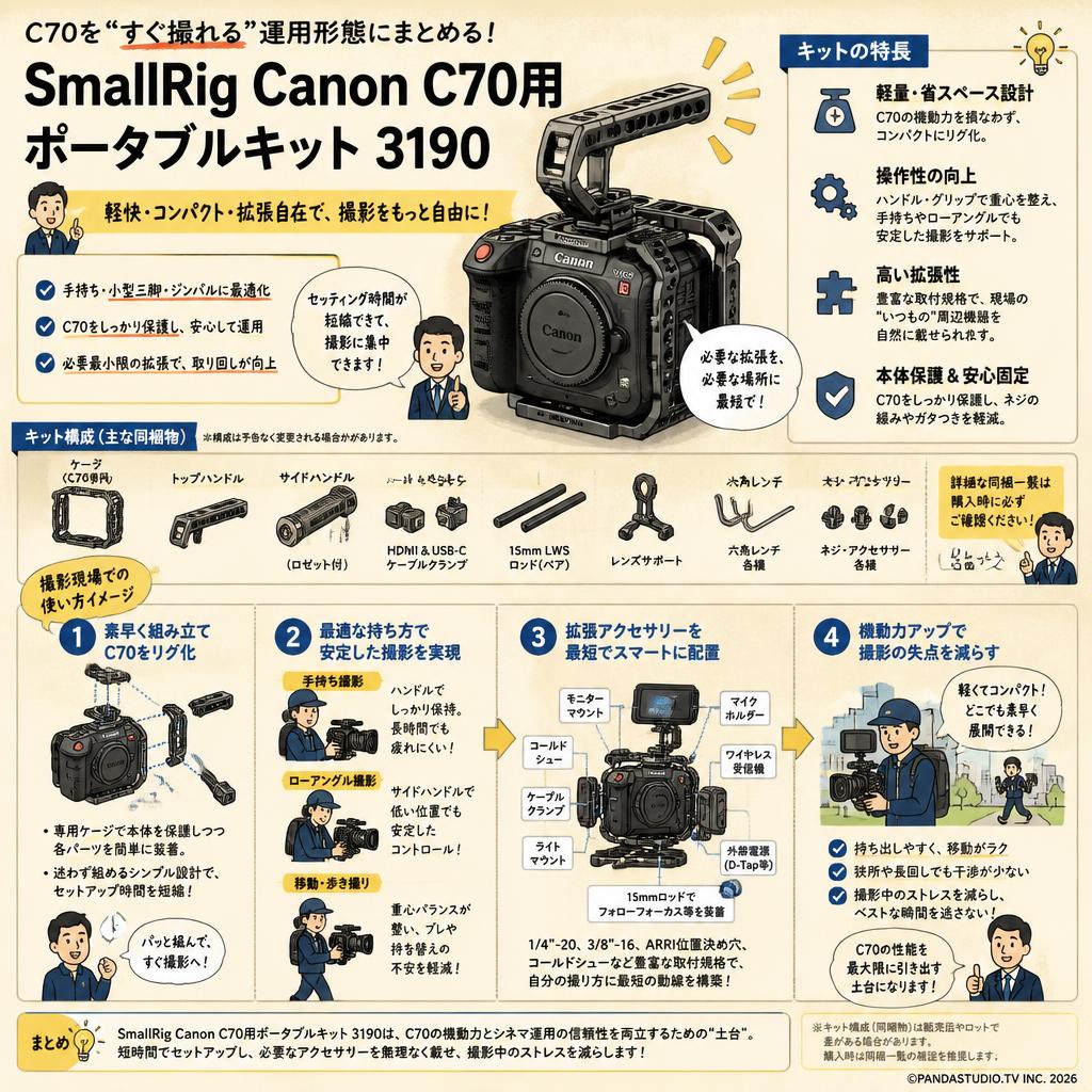 SmallRig Canon C70用ポータブルキット 3190 概要