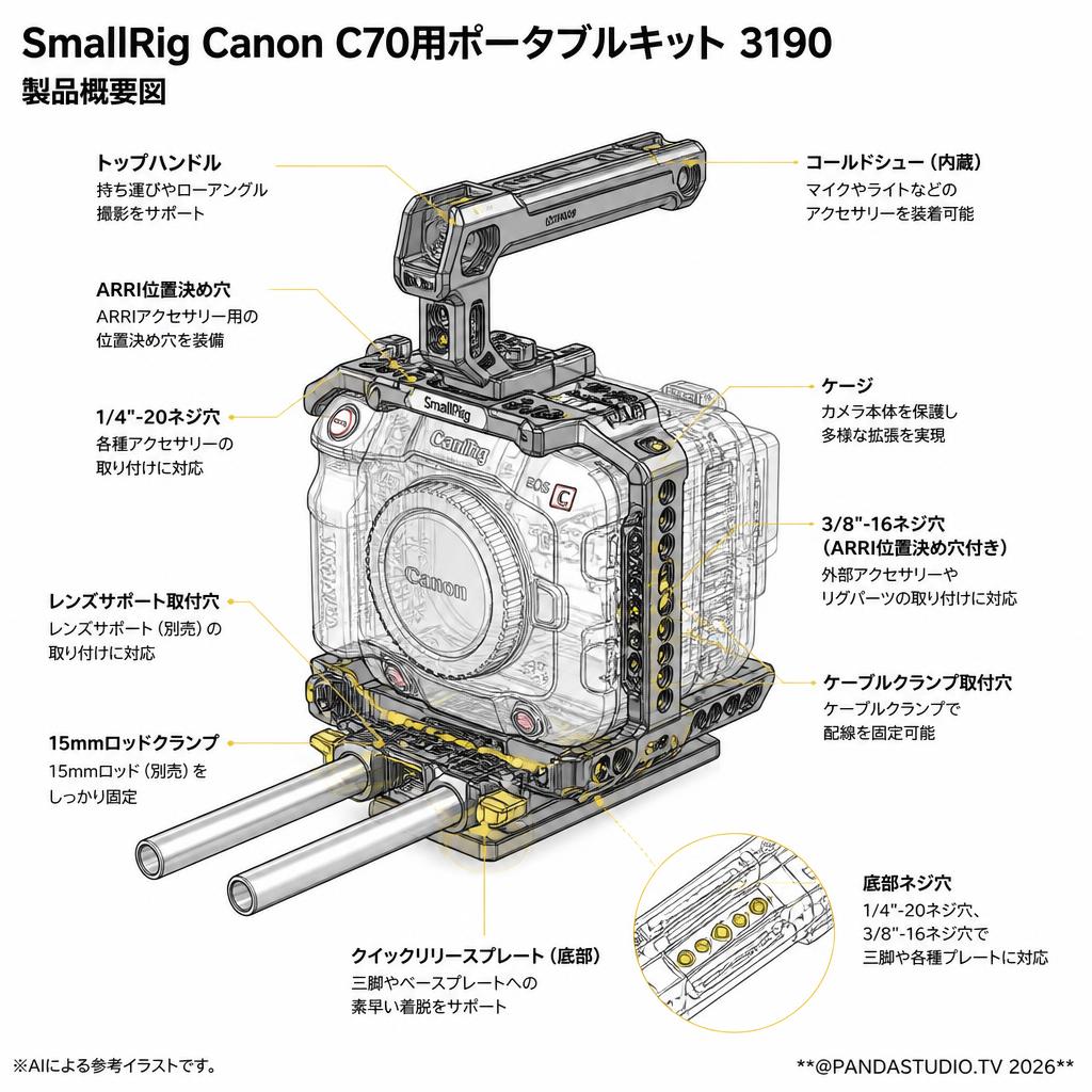 SmallRig Canon C70用ポータブルキット 3190 スペック