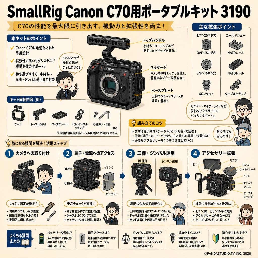 SmallRig Canon C70用ポータブルキット 3190 FAQ（よくある質問と答え）