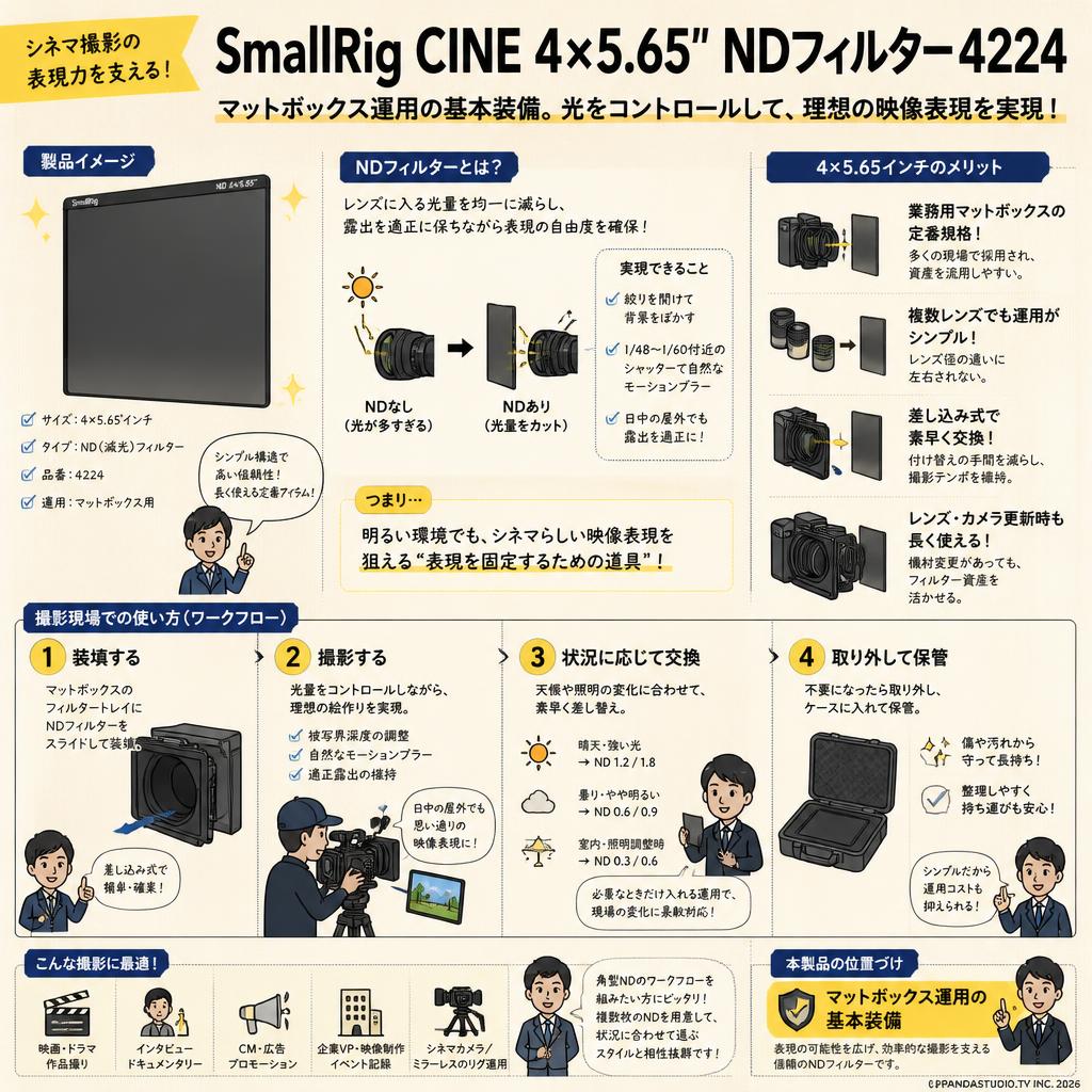 SmallRig CINE 4 x 5.65" NDフィルター 4224 概要