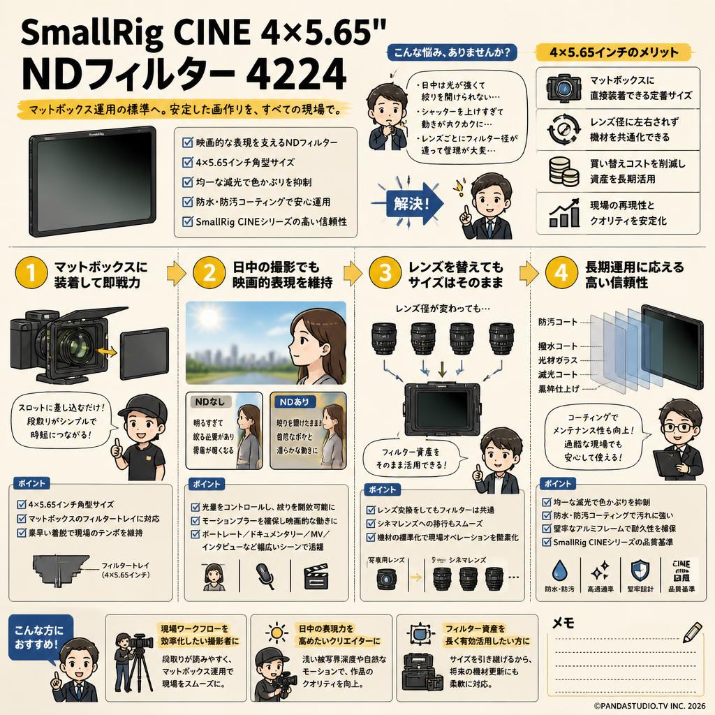 SmallRig CINE 4 x 5.65" NDフィルター 4224 おもな対象のお客様