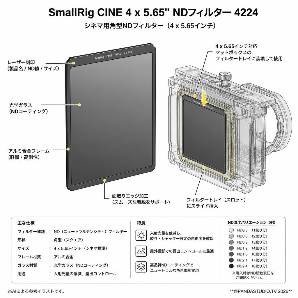 SmallRig CINE 4 x 5.65" NDフィルター 4224 スペック