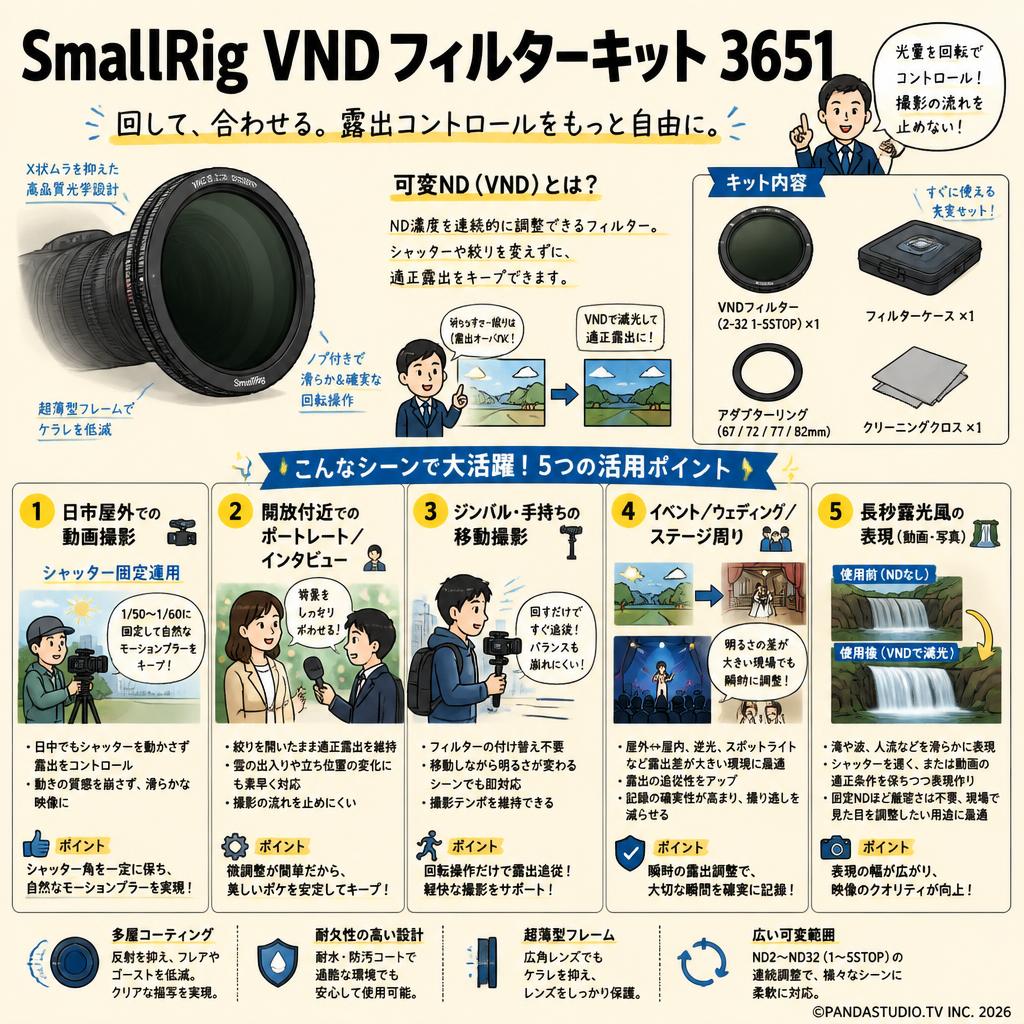 SmallRig VNDフィルターキット 3651 用途