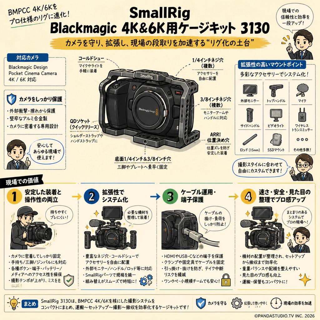 SmallRig Blackmagic 4K＆6K用ケージキット 3130 概要