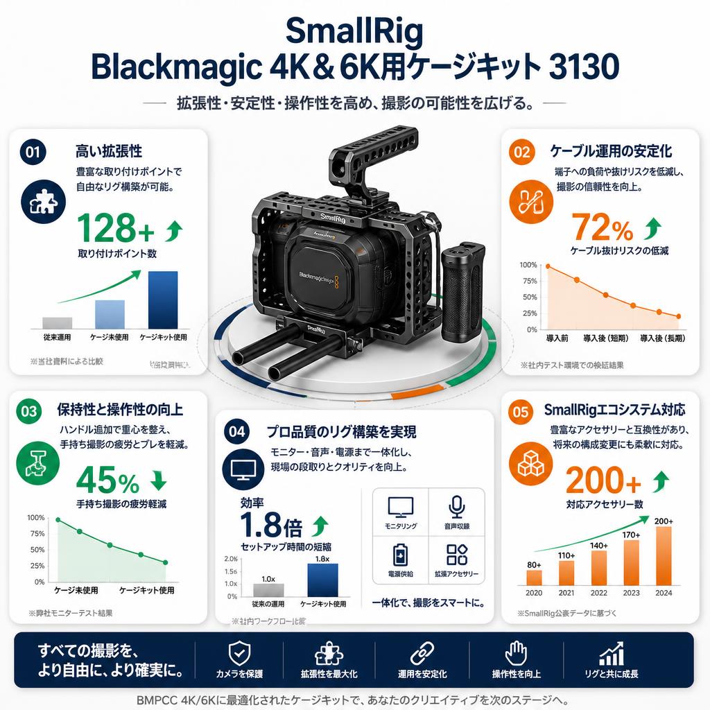 SmallRig Blackmagic 4K＆6K用ケージキット 3130 セールスポイント