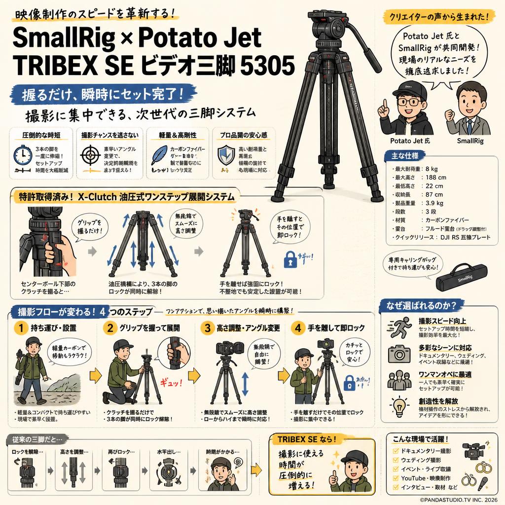SmallRig x Potato Jet TRIBEX SE ビデオ三脚 5305 概要