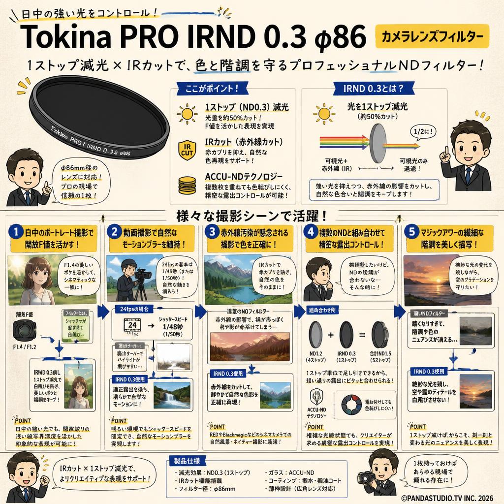 Tokina PRO IRND 0.3 φ86 カメラレンズフィルター 用途
