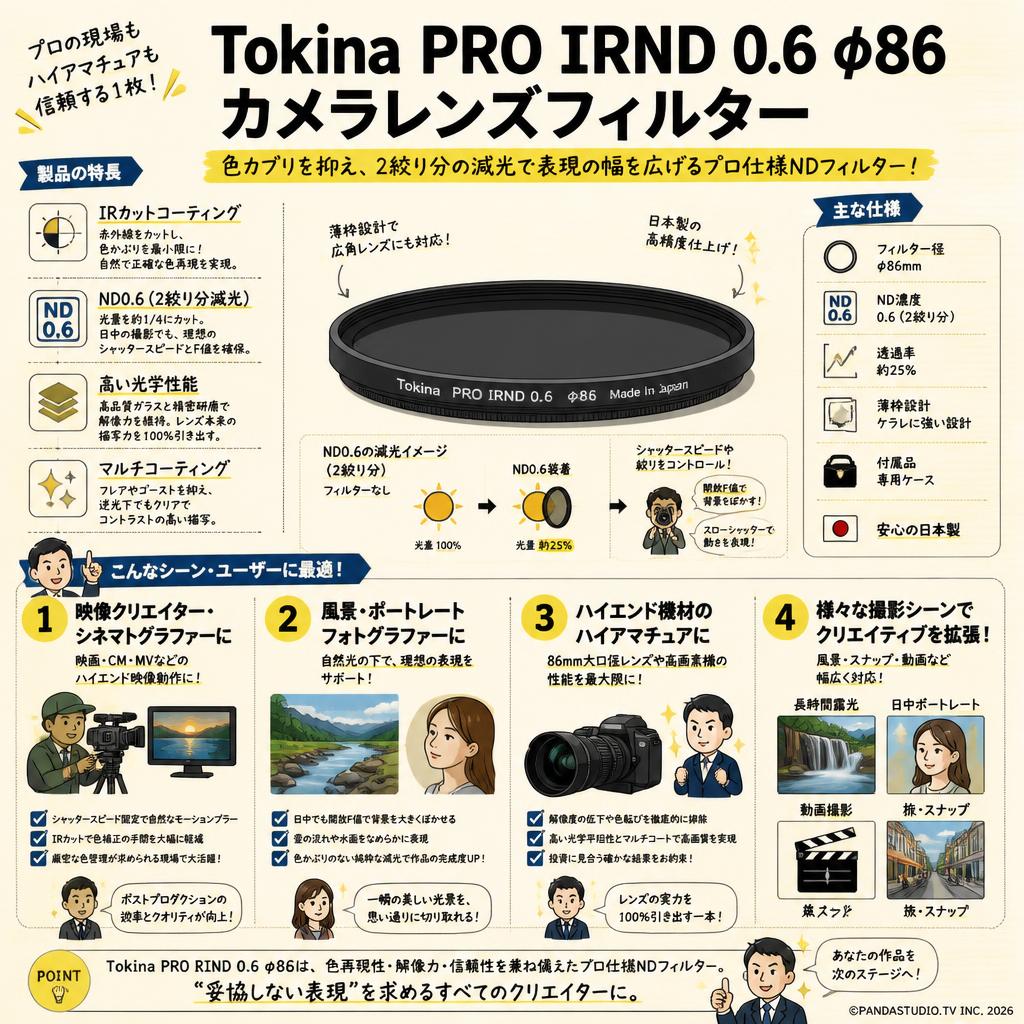 Tokina PRO IRND 0.6 φ86 カメラレンズフィルター おもな対象のお客様