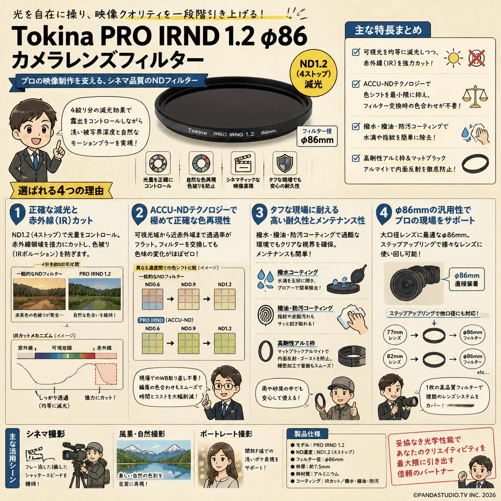 Tokina PRO IRND 1.2 φ86 カメラレンズフィルター 概要