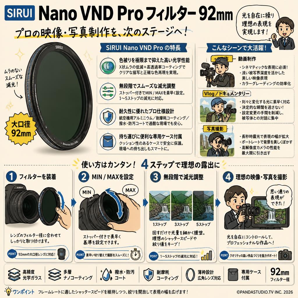 SIRUI Nano VND Pro フィルター92mm おもな対象のお客様