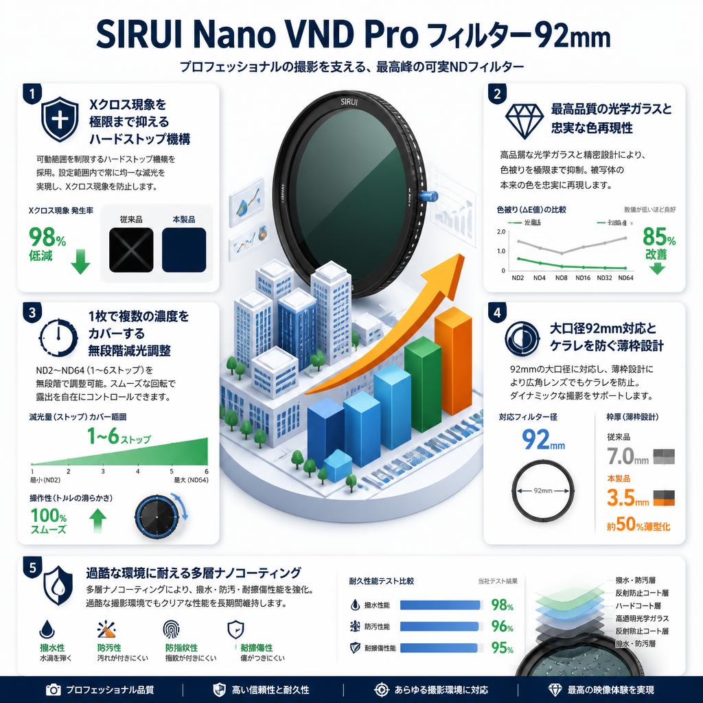 SIRUI Nano VND Pro フィルター92mm セールスポイント