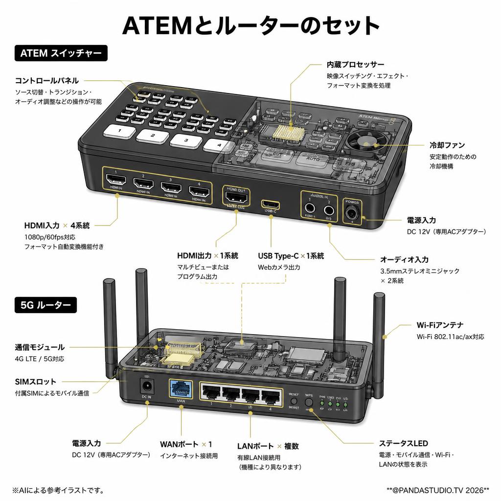 ATEMとルーターのセット スペック