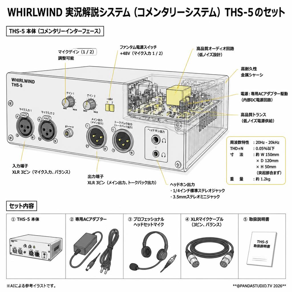 WHIRLWIND 実況解説システム（コメンタリーシステム） THS-5のセット スペック