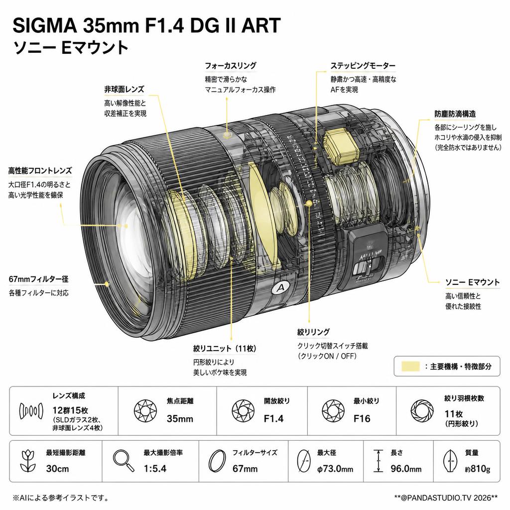 SIGMA 35mm F1.4 DG II ART ソニー Eマウント スペック