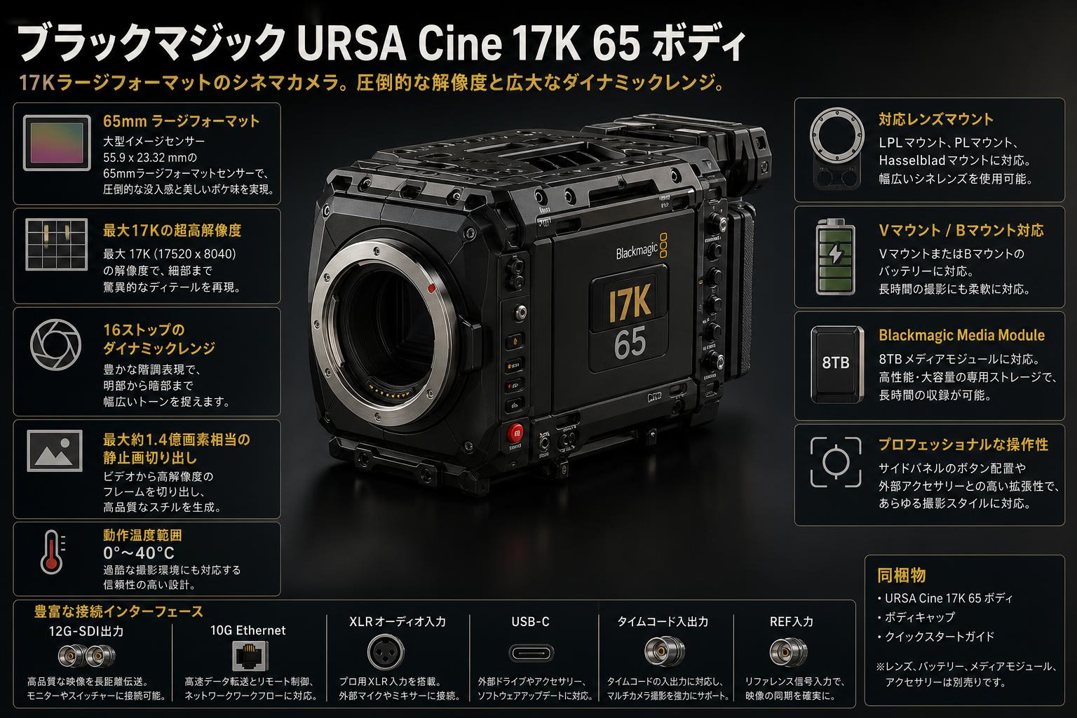 Blackmagic URSA Cine 17K 65 Body スペック