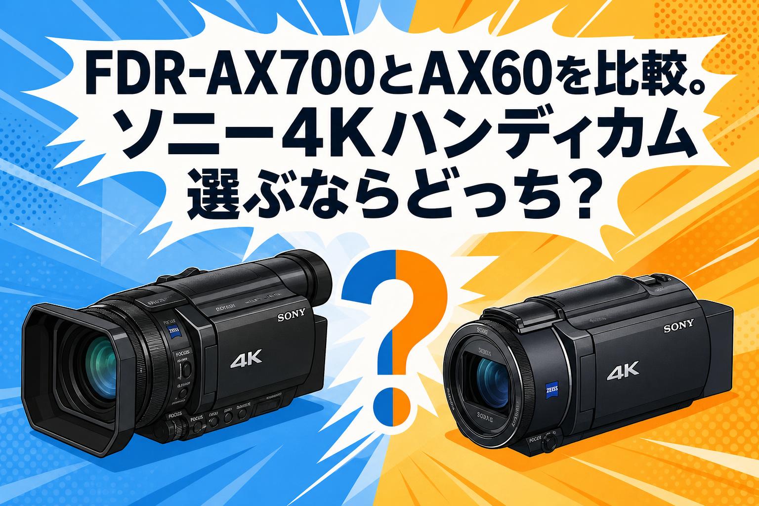FDR-AX700とAX60を比較。ソニー4Kハンディカム選ぶならどっち？