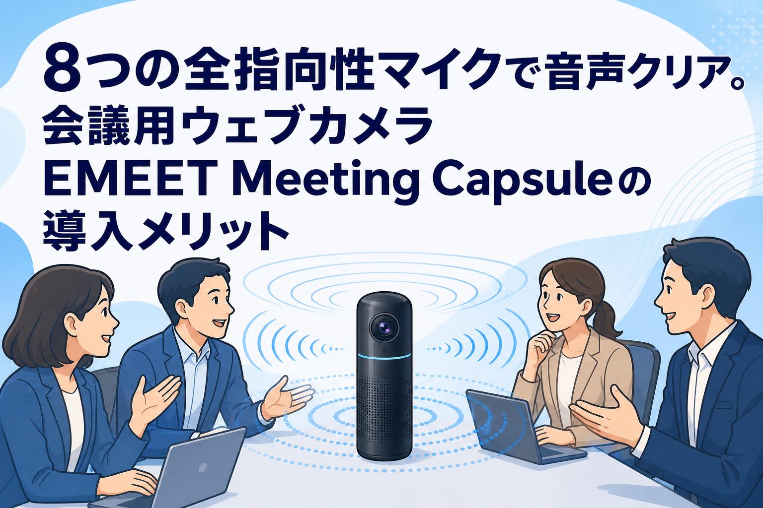 8つの全指向性マイクで音声クリア。会議用ウェブカメラEMEET Meeting Capsuleの導入メリット