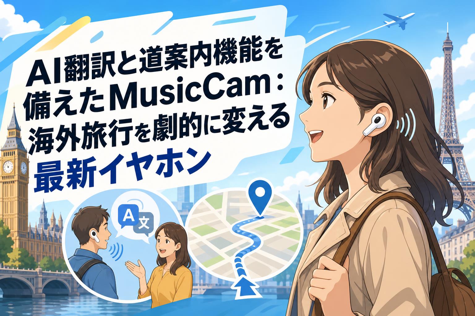 AI翻訳と道案内機能を備えたMusicCam：海外旅行を劇的に変える最新イヤホン