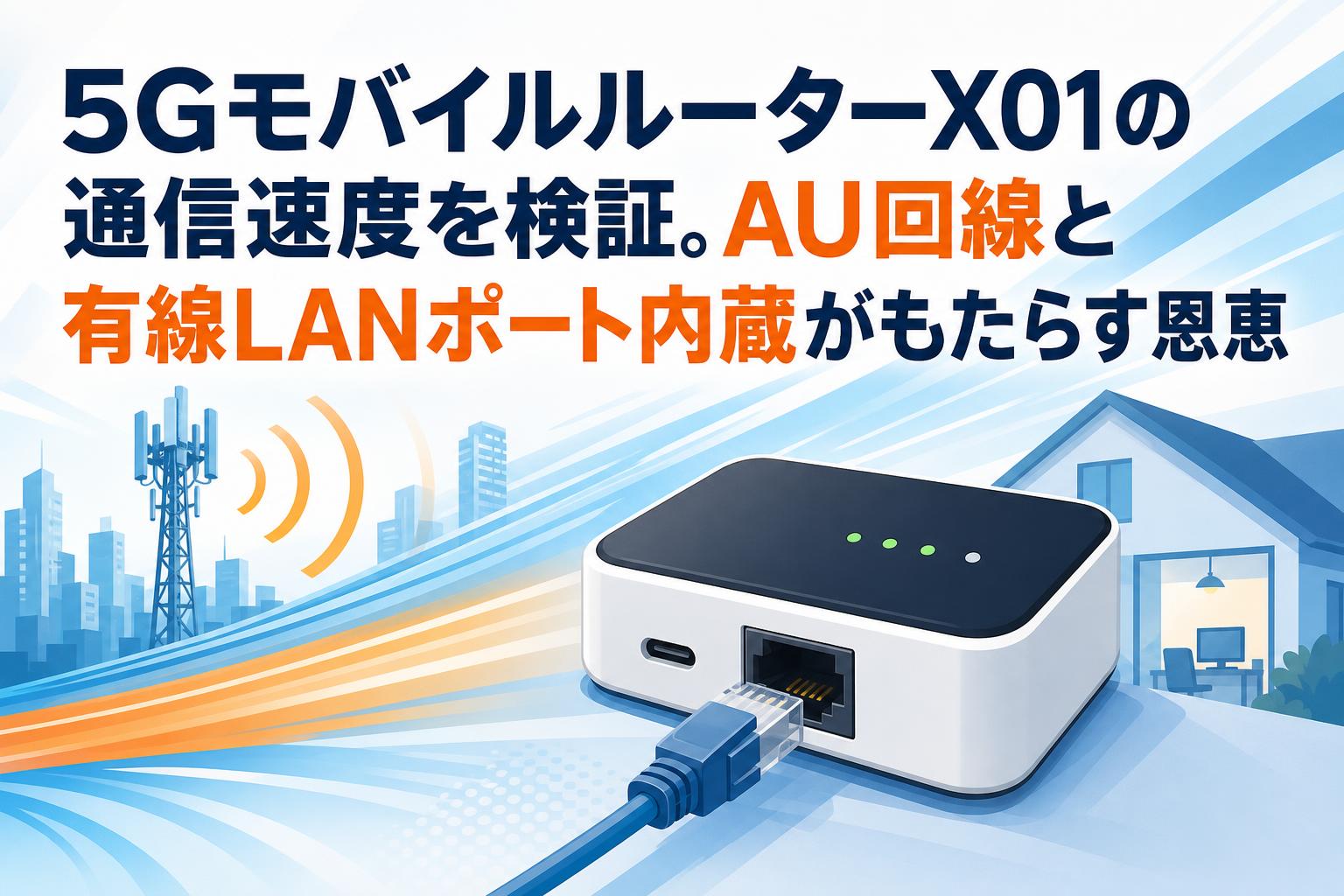 5GモバイルルーターX01の通信速度を検証。AU回線と有線LANポート内蔵がもたらす恩恵